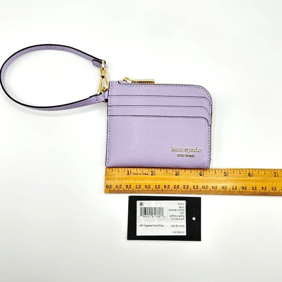 Kate Spade KI663 Devin Coin Card Case Wristlet Lavender Cream Saffiano Leather - Picture 12 of 15